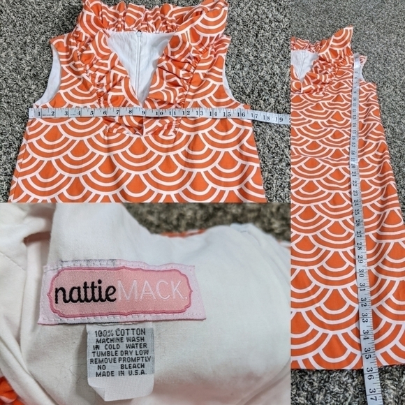✨3/$15 Nattie Mack orange white ruffle dress L - Picture 7 of 7